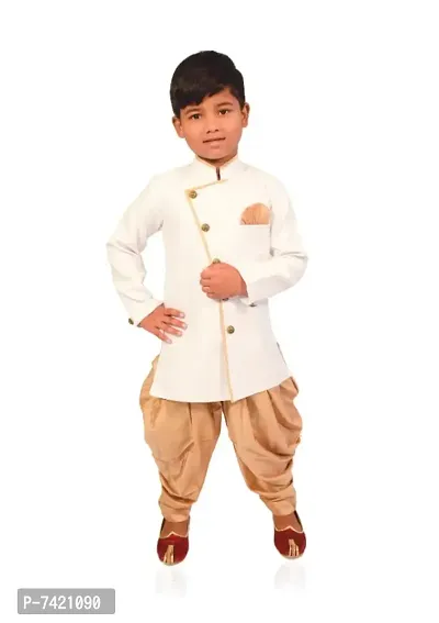 Boys Festive  Party Angarkha and Dhoti Pant  (White  Rose Gold Pack of 1)-thumb0