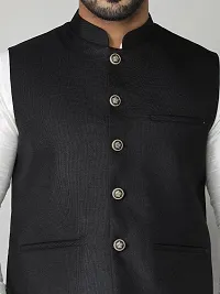 Mens Festive  Wedding Party Black Modi Jacket Set-thumb4