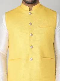 Mens Festive Wedding Party Yellow Modi Jacket Set-thumb4