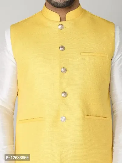 Mens Festive Wedding Party Yellow Modi Jacket Set-thumb5