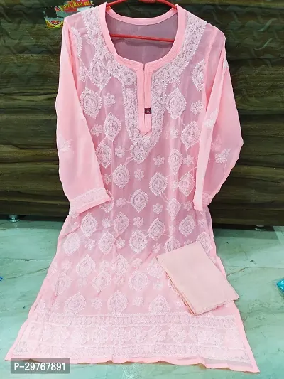 Lucknowi Chikankari Kurti With Inner-thumb0