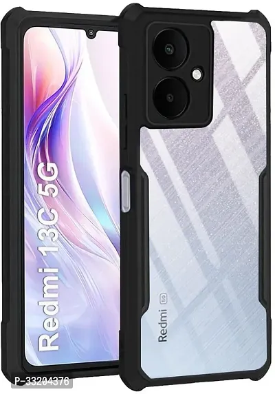 slainte Back Cover for Redmi 13C 5G :: Poco M6, Complete 360 Protection| Shock Proof Design |Transparent Back Cover (Black, Flexible)