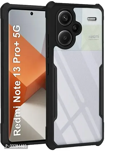 slainte Back Cover for Redmi Note 13 Pro+ 5G, Complete 360 Protection | Shock Proof Design | Transparent Back Cover (Black, Flexible)-thumb0