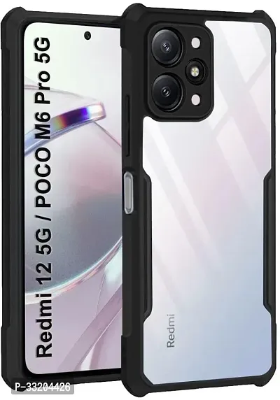 slainte Back Cover for Redmi 12 5G :: Poco M6 Pro 5G, Shock Proof Design | Transparent Back Cover (Black, Flexible)-thumb0