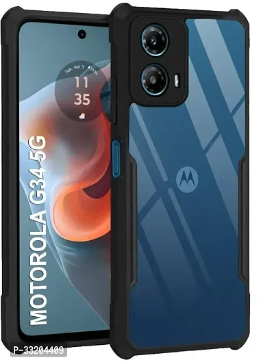 slainte Back Cover for Motorola G34 5G, Complete 360 Protection | Shock Proof Design | Transparent Back Cover (Black, Flexible)-thumb0