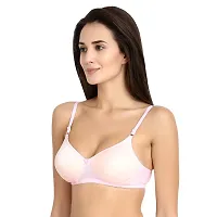 KYODO Soft Padded Non Wired Cotton Bra for Women's Pack of 2(Light Pink&Red,40B)-thumb1