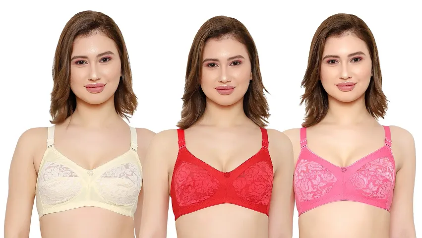 KYODO New Women's Net with Hoisery Wirefree Stylish Bra for Girls