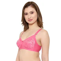 KYODO New Women's Net with Hoisery Wirefree Stylish Bra for Girls (36, Pink Blue)-thumb2