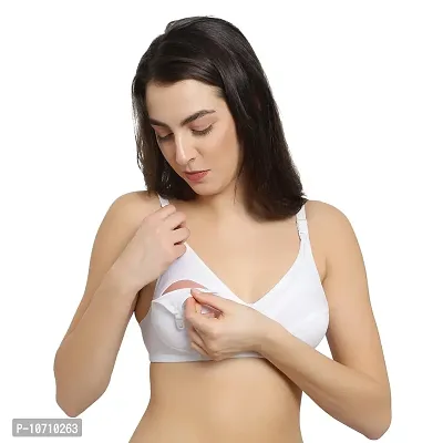 KYODO Women's Cotton Non Padded Wirefree Maternity Bra (Pack of 1) (White, 32)-thumb0