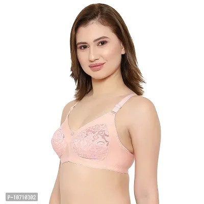 KYODO New Women's Net with Hoisery Wirefree Stylish Bra for Girls (40, Beige Sky White)-thumb3