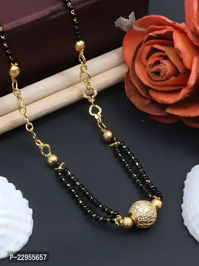 Mangalsutra Short Necklace Chain  Designer Premium Quality Gold Plated AD Diamond  Designer Mangalsutra(18 Inches)-thumb0