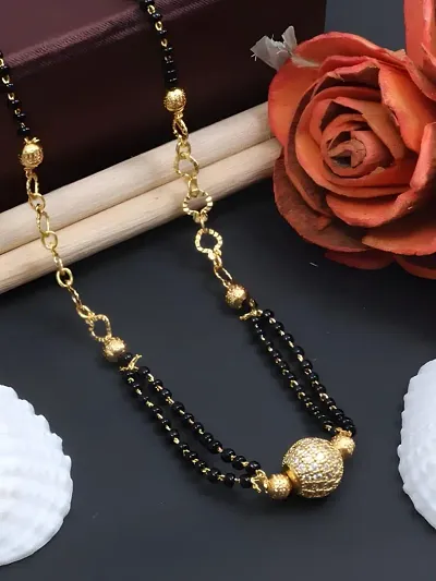 Mangalsutra Short Necklace Chain  Designer Premium Quality Gold Plated AD Diamond  Designer Mangalsutra(18 Inches)