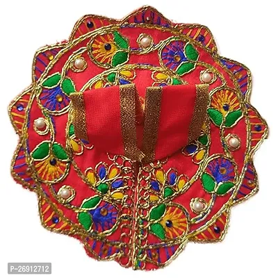 Laddu Gopal Dress (Red Floral Embroidery, Washable, Set Of 1 Kanha Ji Ke Kapde) Bal Gopal Fancy Dresses For Krishna Janmashtami-thumb0