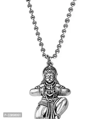 Trendy Stylish Silver Plated Bajrangbali Hanumanji Ji Locket Silver Chain-thumb0