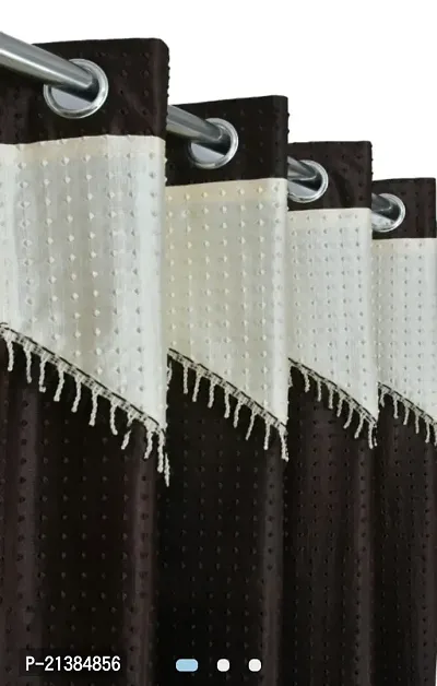 Stylish Brown Polyester Printed (Size 5 Feet , Set Of 2 )Window Curtains