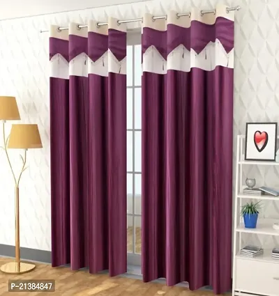 Stylish Wine Polyester Printed (Size 5 Feet , Set Of 2 )Window Curtains