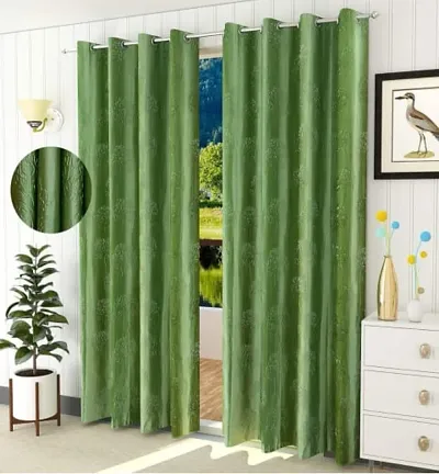 Indian Online Mall Curtain Pack of 2 Piece Polyester Embossed Eyelet Curtain