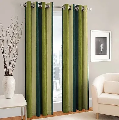 Yamunga Decor Polyester Blend Long Crush Eyelet Window 5 ft Curtains (Brown) Set of 2