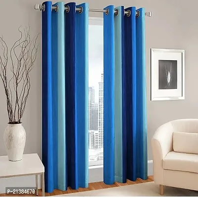 Stylish Blue Polyester Printed (Size 5 Feet , Set Of 2 )Window Curtains-thumb0