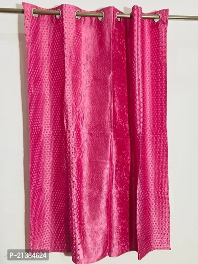 Stylish Pink Polyester Embroidered (Size 5 Feet , Set Of 2 )Window Curtains