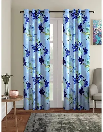 Harshika Home Furnishing Polyester 3D Floral Print 4 x 7 Feet Door Curtains Set of 2 Pecs Multicolour