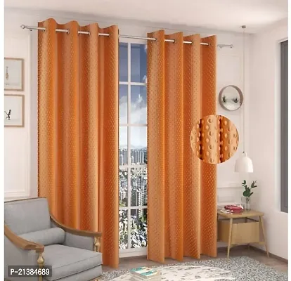 Stylish Gold Polyester Embroidered (Size 5 Feet , Set Of 2 )Window Curtains-thumb0