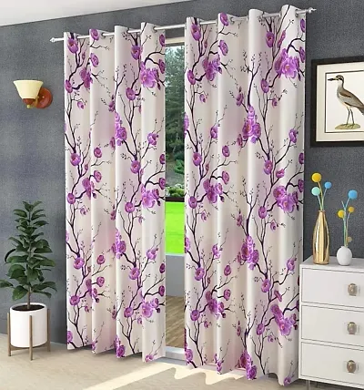 B.D Creations Elegant Flower Print Long Crush Polyester Curtain