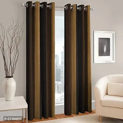 Stylish Brown Polyester Printed (Size 5 Feet , Set Of 2 )Window Curtains