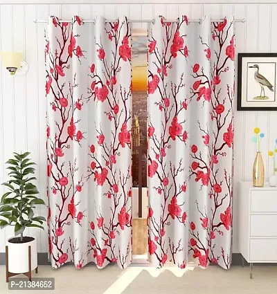 Stylish Maroon Polyester Printed (Size 5 Feet , Set Of 2 )Window Curtains-thumb0