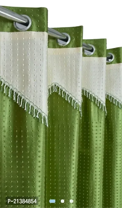 Stylish Green Polyester Printed (Size 5 Feet , Set Of 2 )Window Curtains