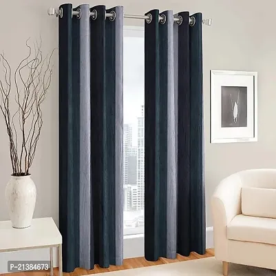 Stylish Grey Polyester Printed (Size 5 Feet , Set Of 2 )Window Curtains