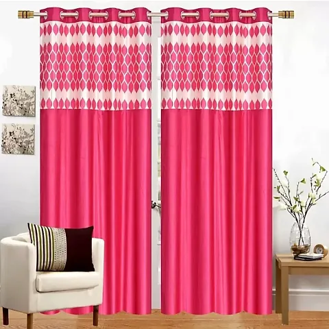 Home Edge Pink Heavy Crush Diya Patch Door 7ft Designer Curtain Pack of 2