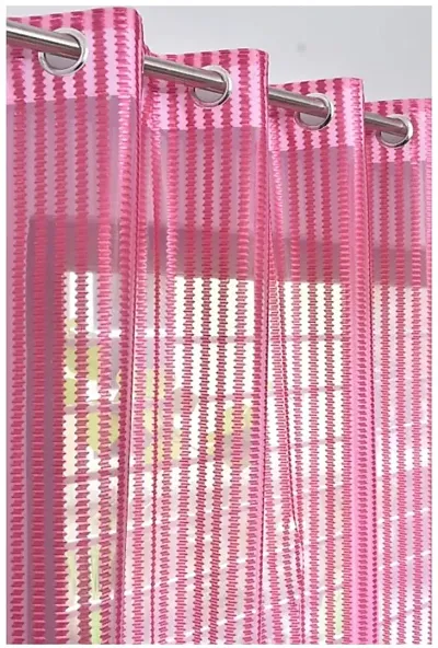 VERVIQUE Zig Zag Tissue Net Transparent Curtains (Pink).