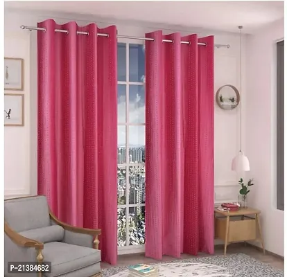 Stylish Pink Polyester Embroidered (Size 5 Feet , Set Of 2 )Window Curtains-thumb0