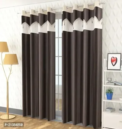 Stylish Brown Polyester Printed (Size 5 Feet , Set Of 2 )Window Curtains-thumb0