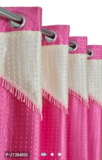 Stylish Pink Polyester Printed (Size 5 Feet , Set Of 2 )Window Curtains