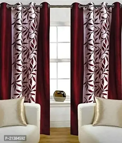 Stylish Coffee Polyester Printed (Size 5 Feet , Set Of 2 )Window Curtains-thumb0