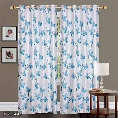 Stylish Aqua Polyester Printed (Size 5 Feet , Set Of 2 )Window Curtains-thumb0