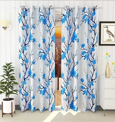 GOYCORS Eyelet Modern Long Crush Floral Printed Polyester Curtains