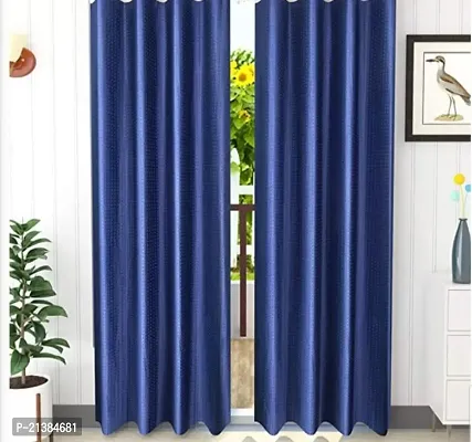 Stylish Blue Polyester Embroidered (Size 5 Feet , Set Of 2 )Window Curtains-thumb0