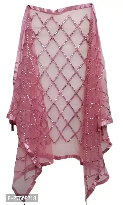 Elite Pink Net Embroidered Dupatta For Women