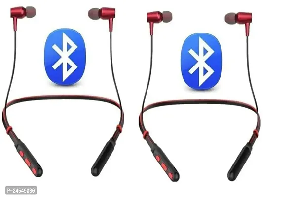 Stylish Red In-ear Bluetooth Wireless Neckbands, Pack Of 2