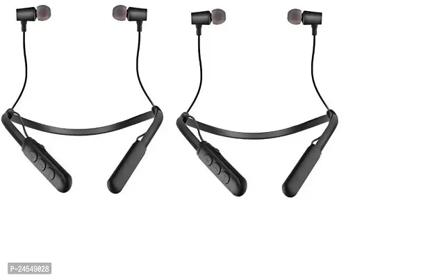 Stylish Black In-ear Bluetooth Wireless Neckbands, Pack Of 2