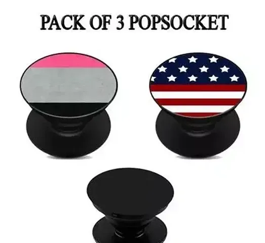 Designer Plastic Material Mobile Phone Pop Socket- Pack Of 3