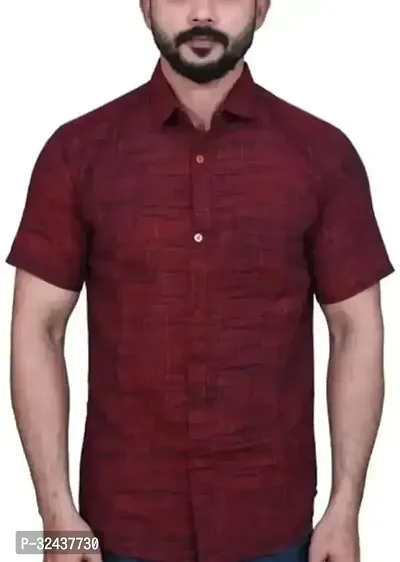 Reliable Maroon Khadi Cotton Textured Casual Shirt For Men-thumb0