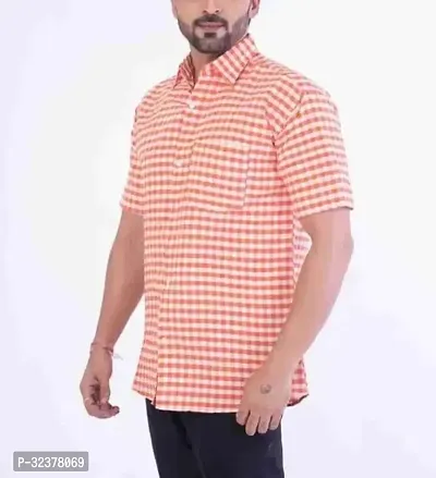 Stylish Red Cotton Casual Shirt For Men-thumb0