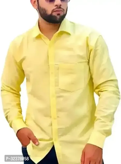 Stylish Yellow Cotton Casual Shirt For Men-thumb0