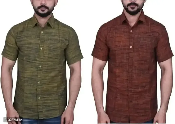 Stylish Multicoloured Cotton Casual Shirt For Men Pack Of 2