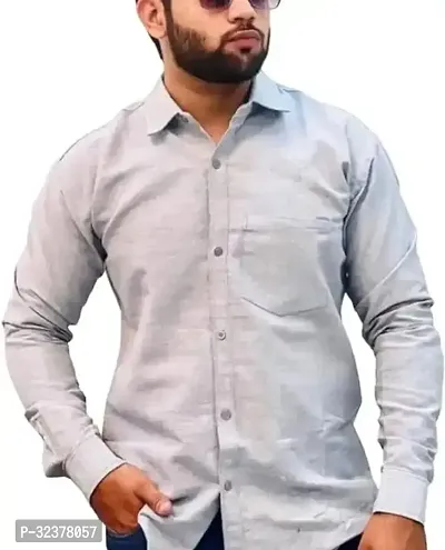 Stylish Grey Cotton Casual Shirt For Men