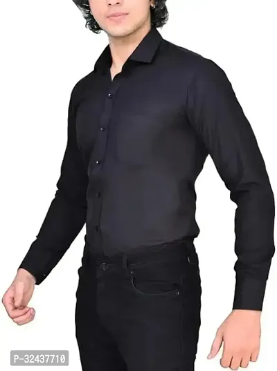 Reliable Black Khadi Cotton Solid Casual Shirt For Men-thumb0